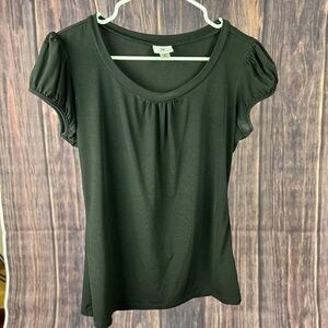 Worthington Green Puff Sleeve Ruched Blouse